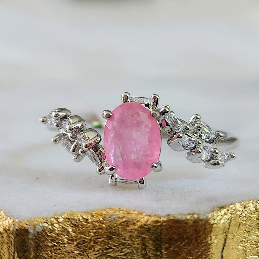 NWT Bomb Party 'Feeling Smitten' Pink Smithsonite Fused with Quartz Ring - 11